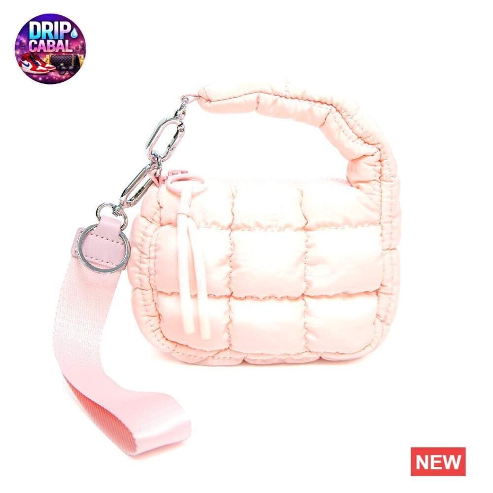 Mini Quilted Wristlet Bag Puffer Handbag Evening Clutch Lipstick Charm